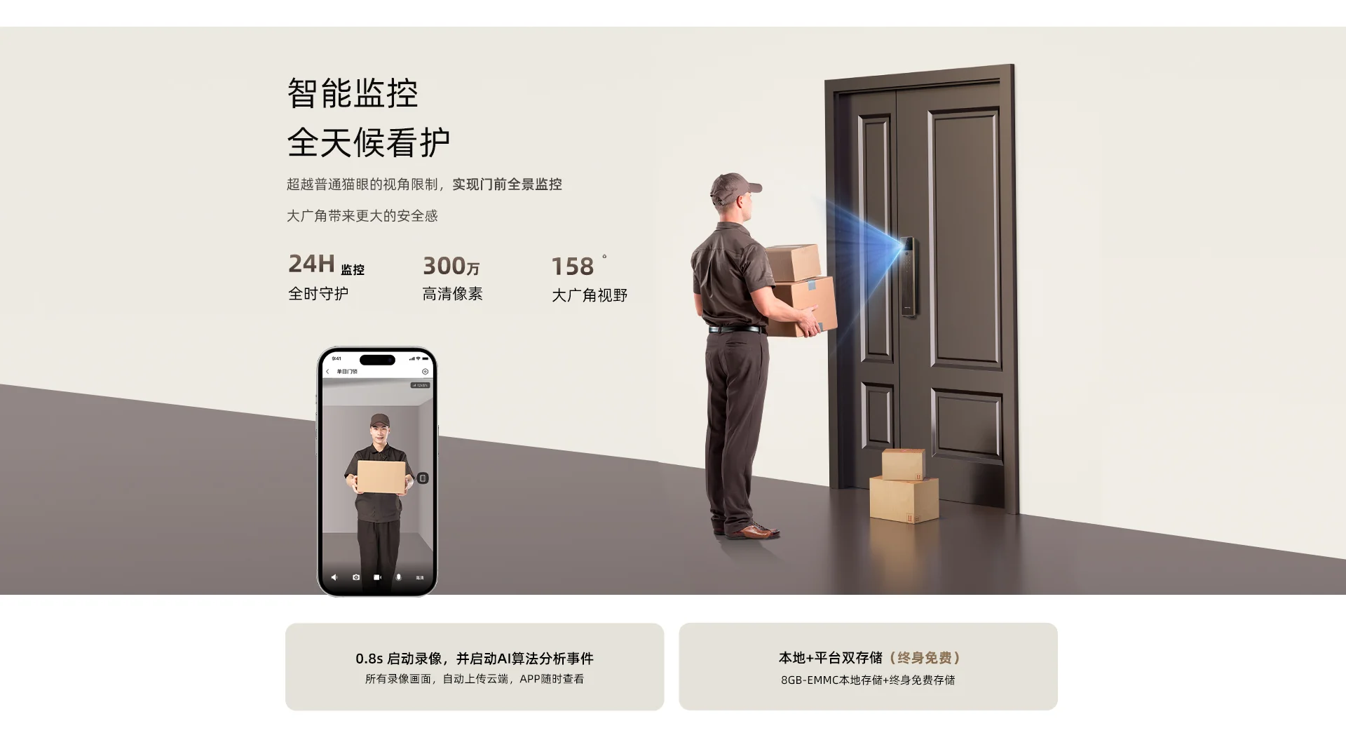 乐橙磐石AI智能门锁人脸大屏可视R10 S