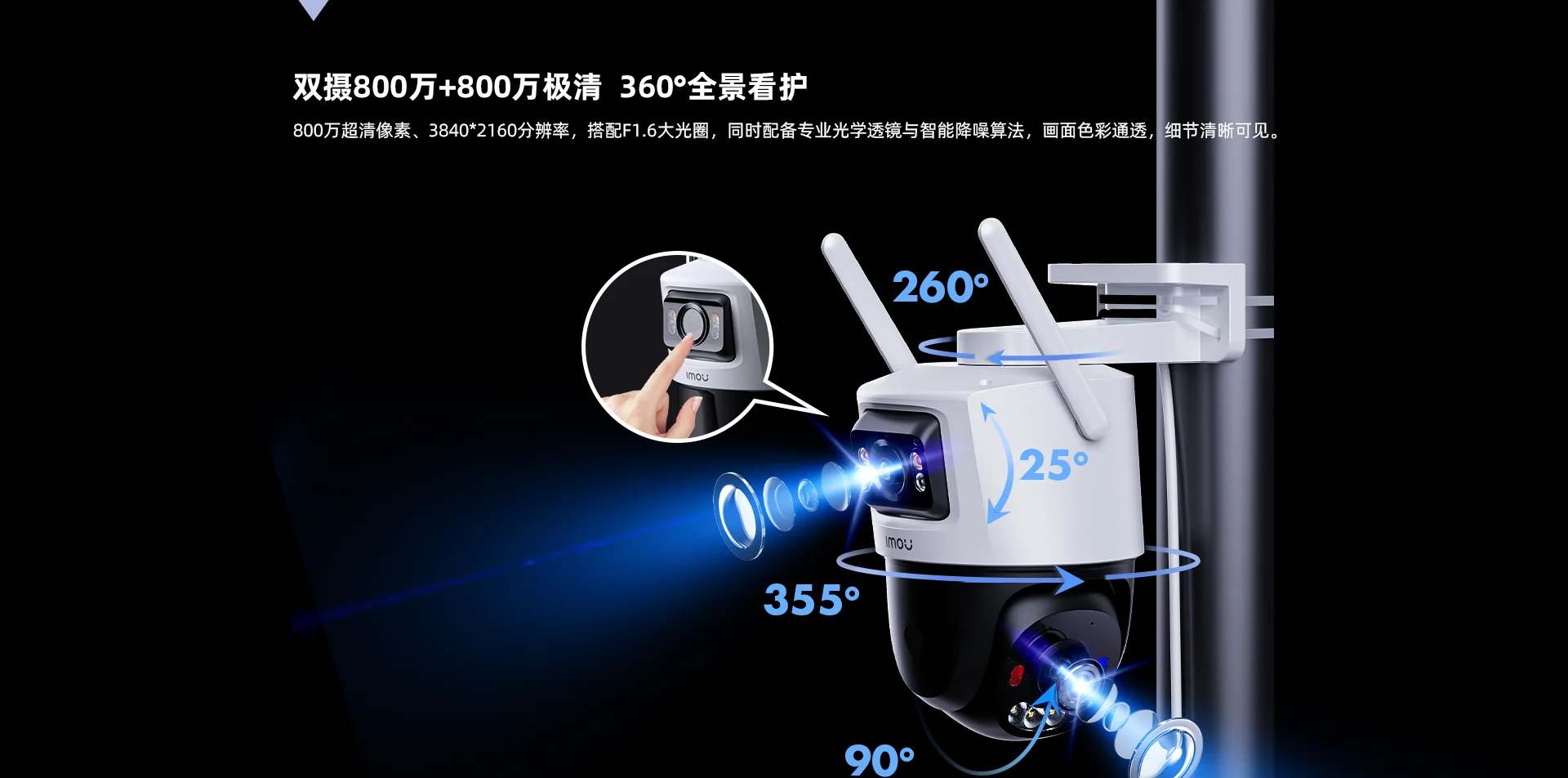 【搭配AI智见年套餐】TS7E 1600万室外双目防水摄像机