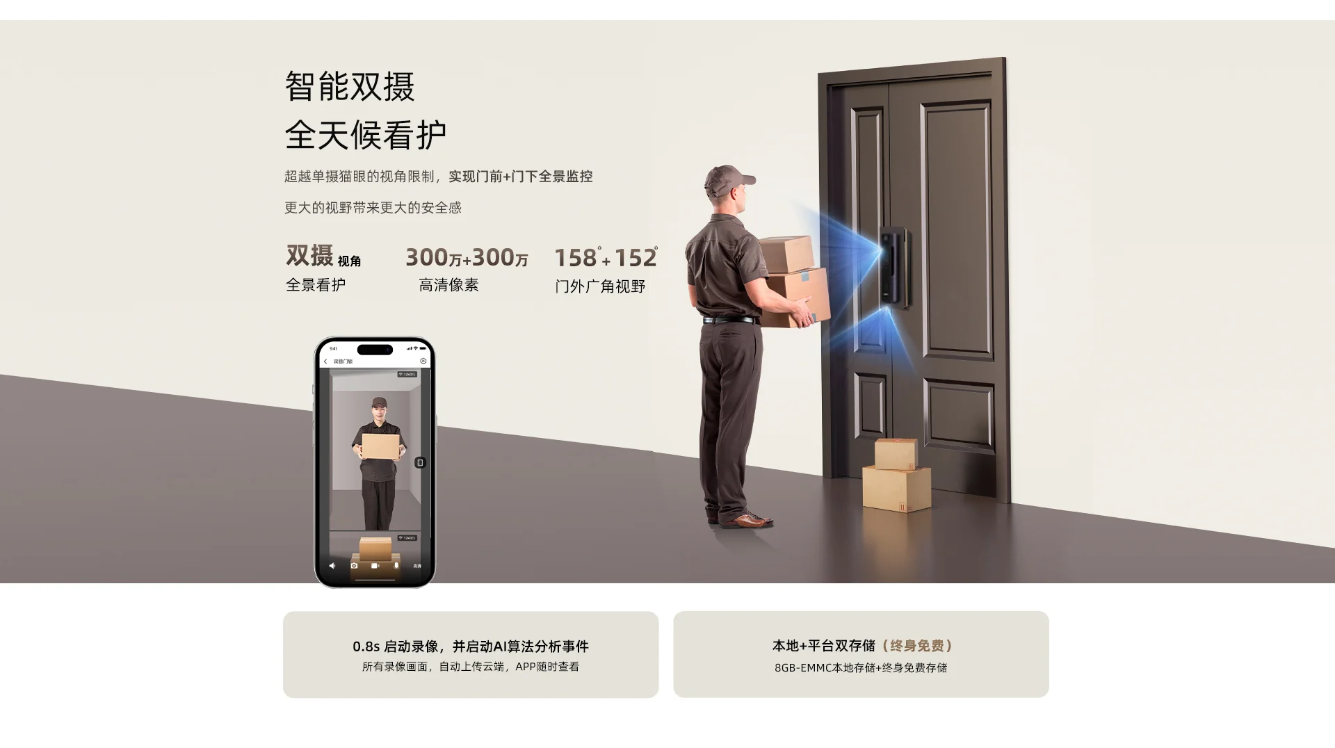 乐橙磐石AI智能门锁掌静脉人脸大屏可视R10-MAX