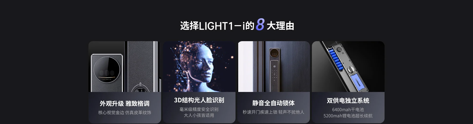 乐橙LIGHT1-i 3D结构光人脸锁智能门锁